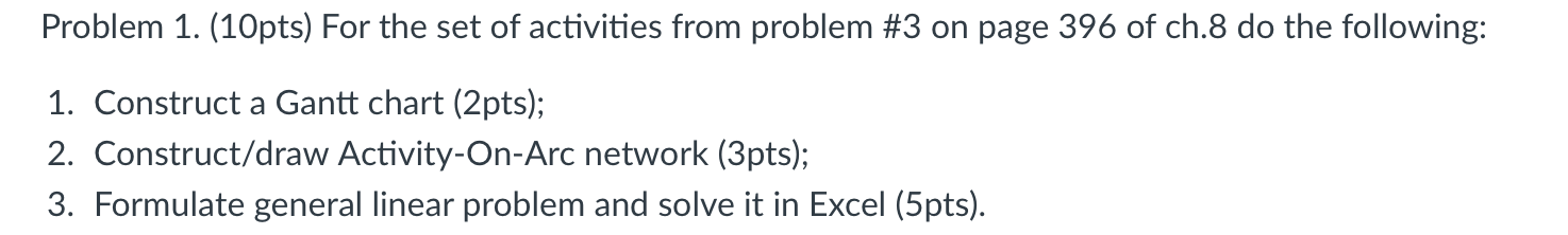 Please show all steps and use excel Problem 1.