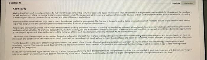 Question 16 18 points out Case Study Wala and