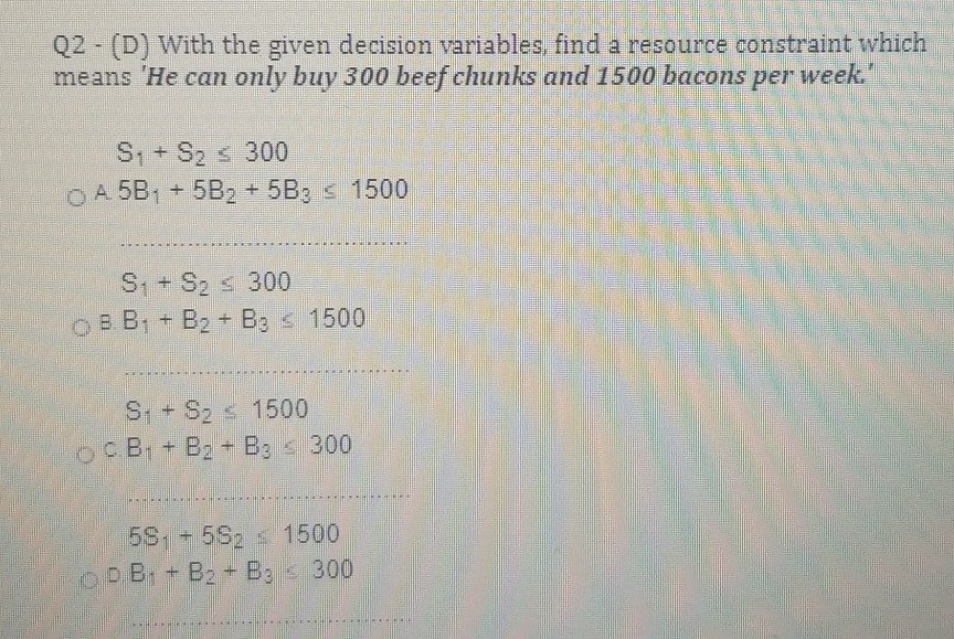 Q2 Product Mix Problem Instructor Kim wants to