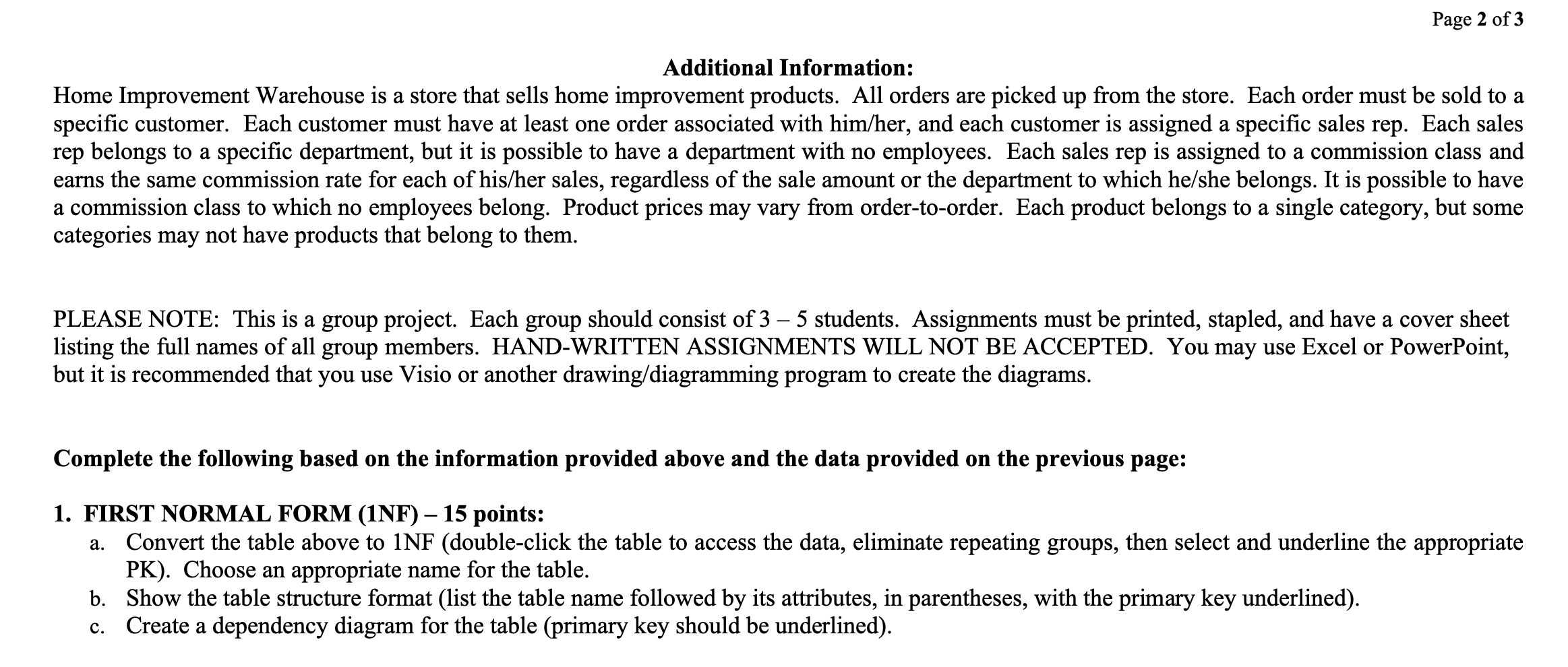 Page 1 of 3 Project Assignment 1 - Normalization