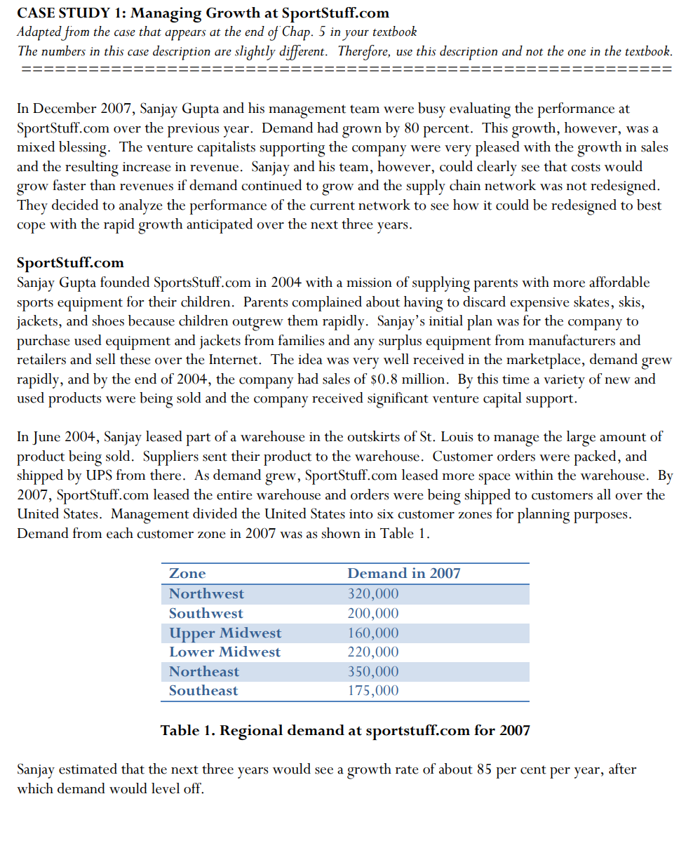 CASE STUDY 1: Managing Growth at SportStuff.com