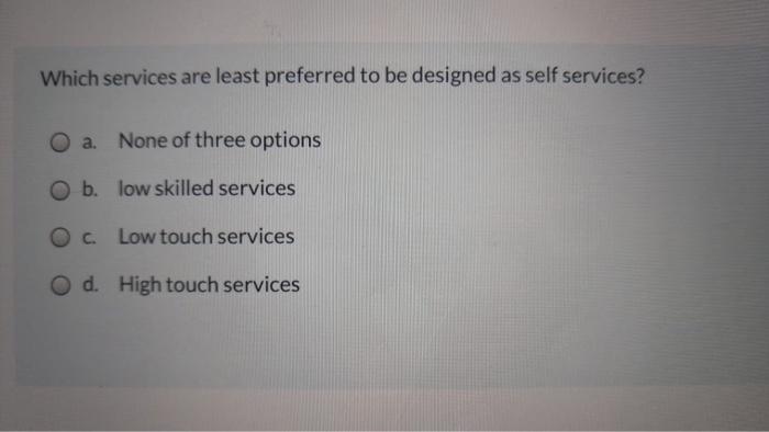 Which services are least preferred to be designed