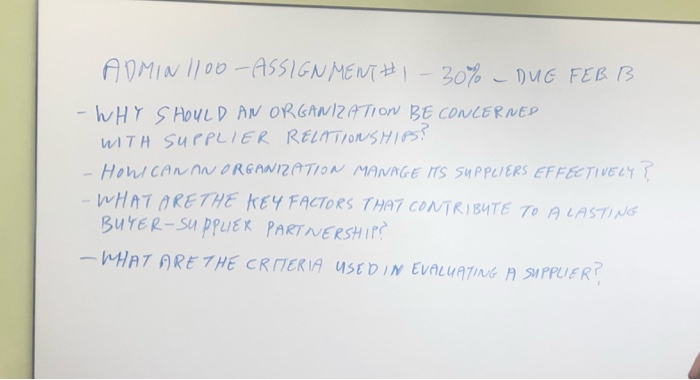ADMIN 1100-ASSIGNMENT#I-30% DUE FEBB - WHY SHOULD