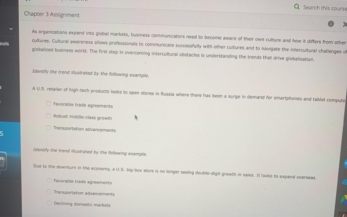 Q Search this course Chapter 3 Assignment As