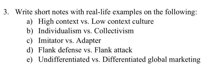 The question is from Global Marketing Course.