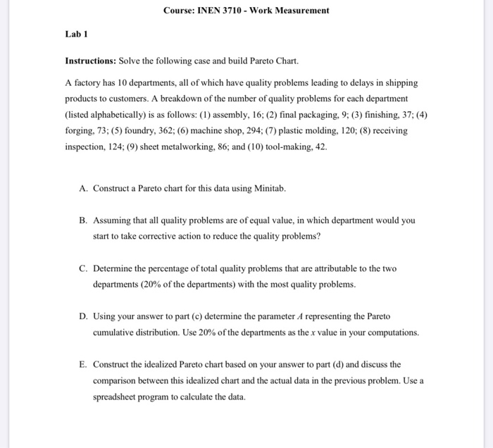 Course: INEN 3710 - Work Measurement Lab 1