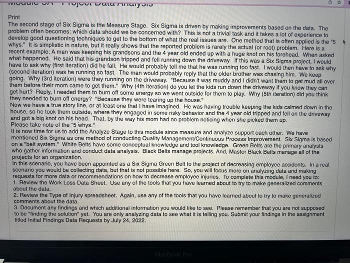 Print The second stage of Six Sigma is the