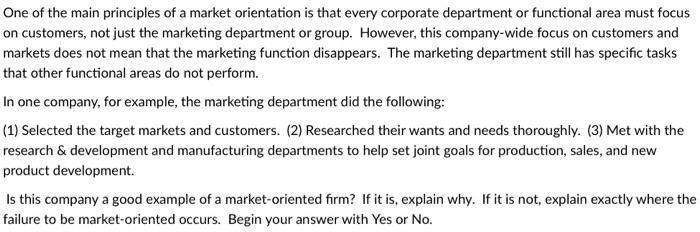 One of the main principles of a market