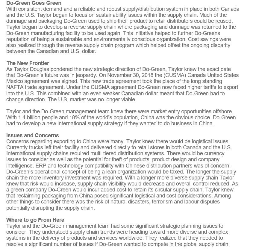Please Answer question 4 Case Study: Supply Chain
