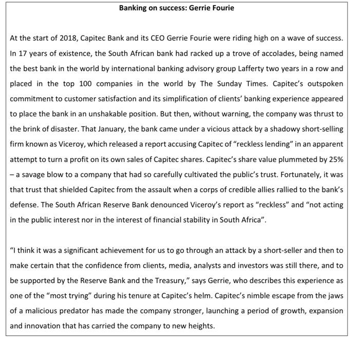 Using the information in the case study as well