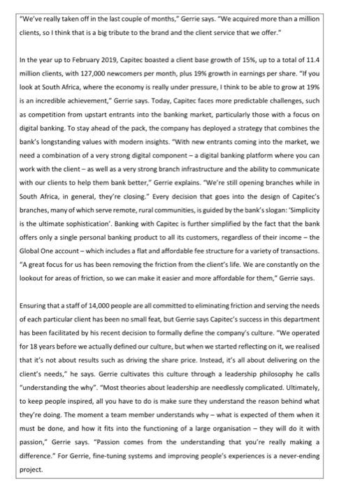 Using the information in the case study as well