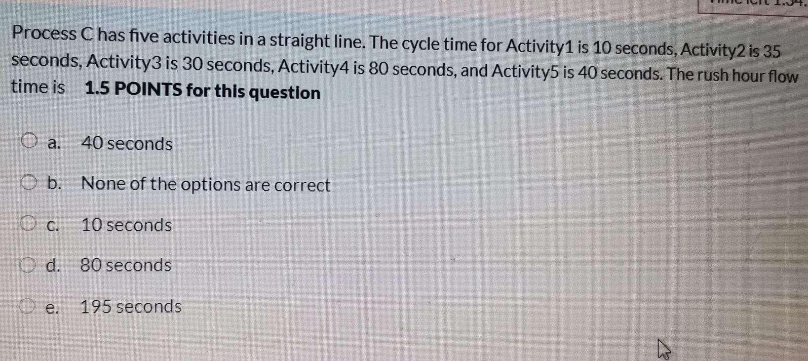 Process C has five activities in a straight line.