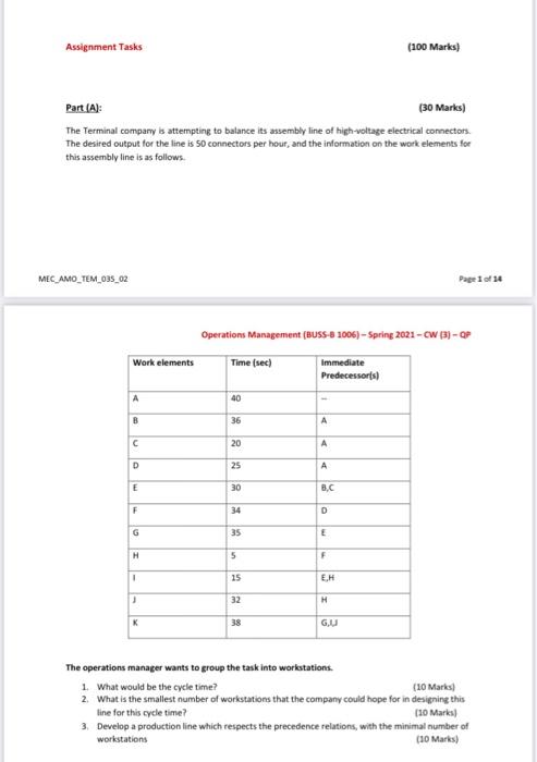 Assignment Tasks (100 Marks) Part (A): (30 Marks)