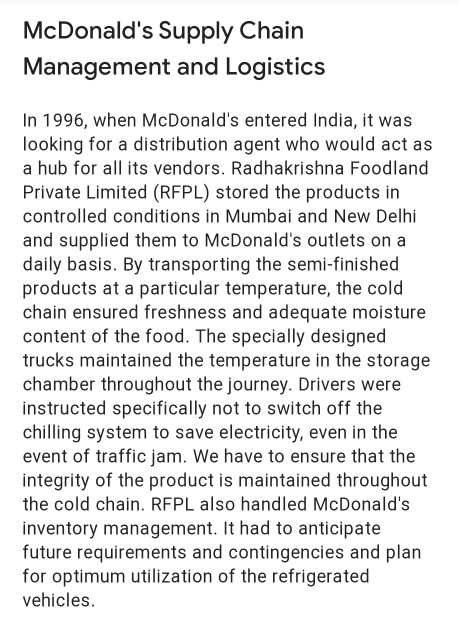 McDonald's Supply Chain Management and Logistics