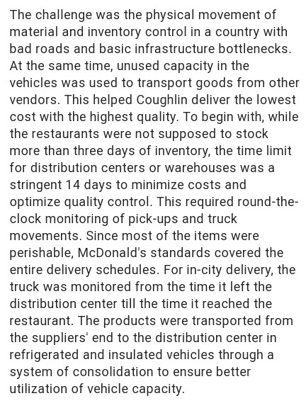 McDonald's Supply Chain Management and Logistics