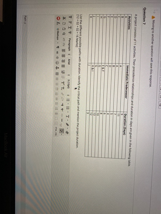 Moving to another question will save this