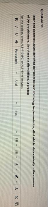 Question 30 Beer and Eisenstat (2000) identified