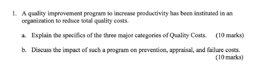 1. A quality improvement program to increase