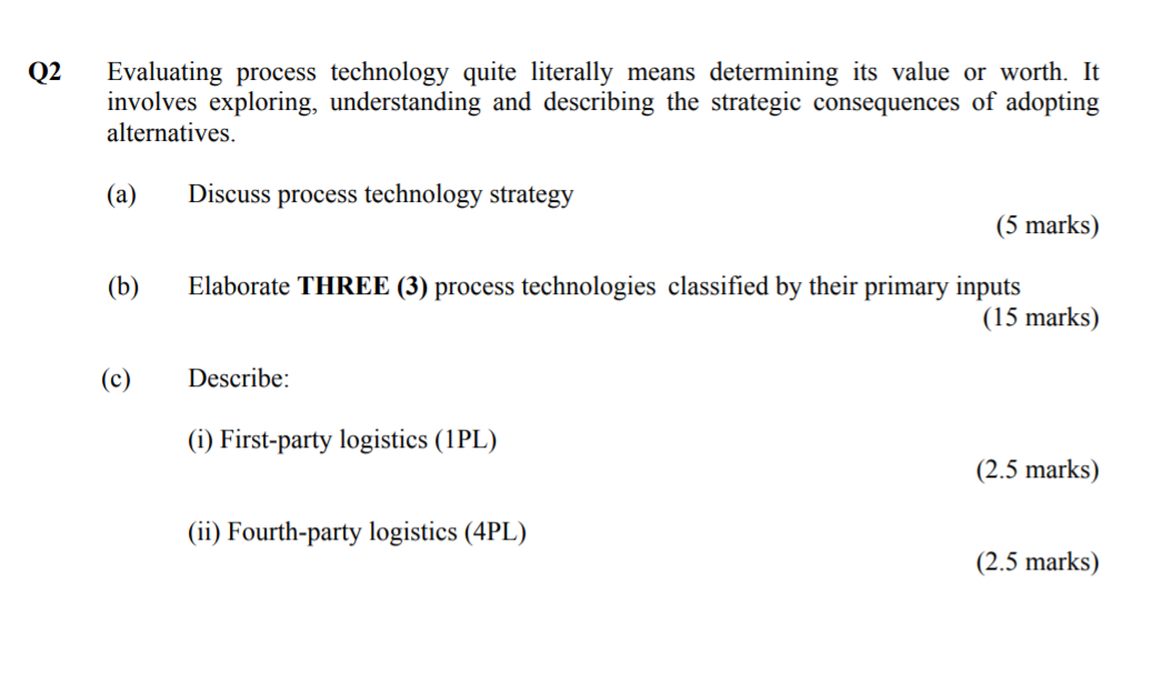 Q2 Evaluating process technology quite literally