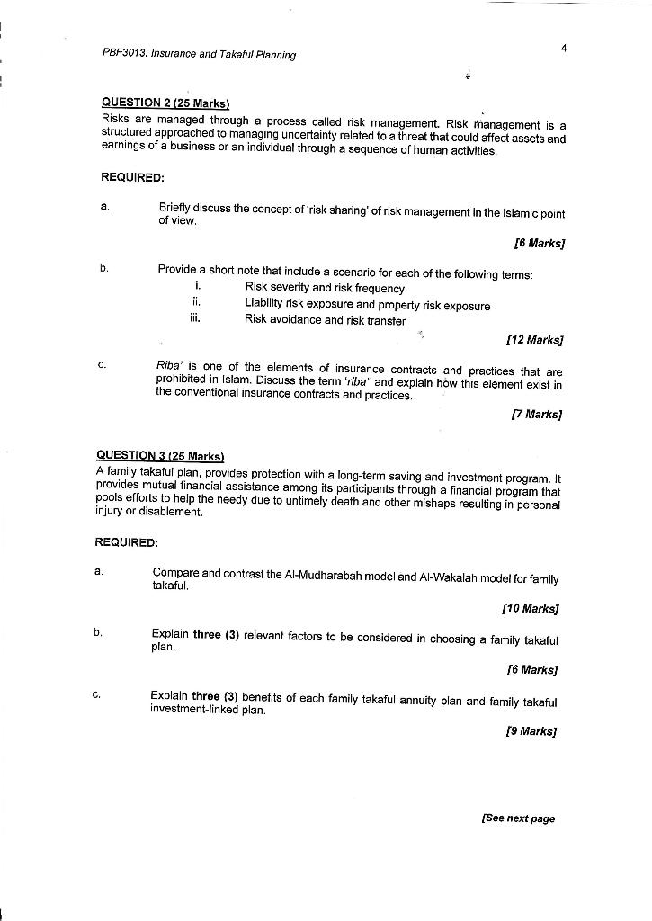 QUESTION 2 (25 Marks) Risks are managed through a