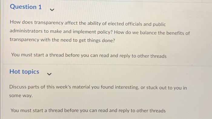 Question 1 How does transparency affect the