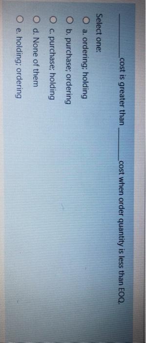 cost is greater than cost when order quantity is