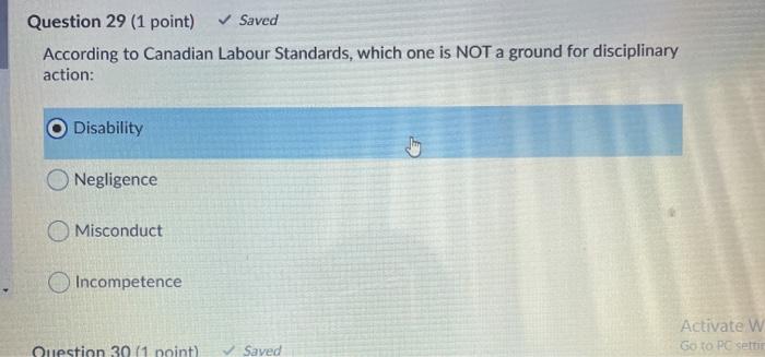 Question 29 (1 point) Saved According to Canadian