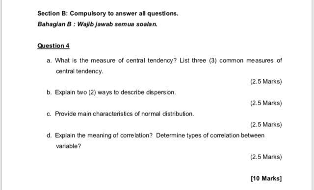 Section B: Compulsory to answer all questions.
