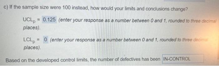 Based on the developed control limits, the number