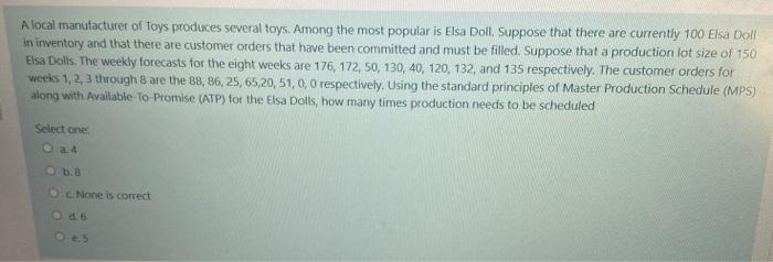 A local manutacturer of toys produces several