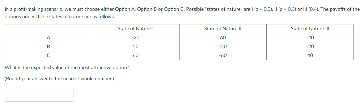 In a profit-making scenario, we must choose