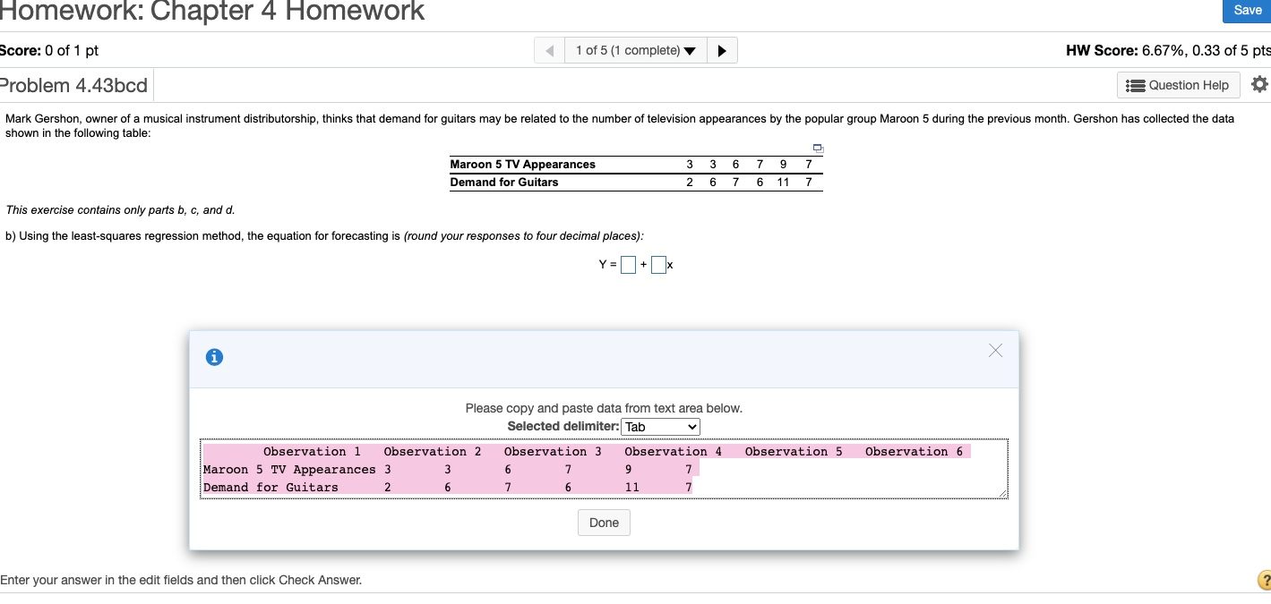 Please help with part B Homework: Chapter 4