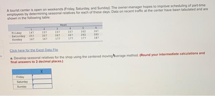 please help ! :) A tourist center is open on