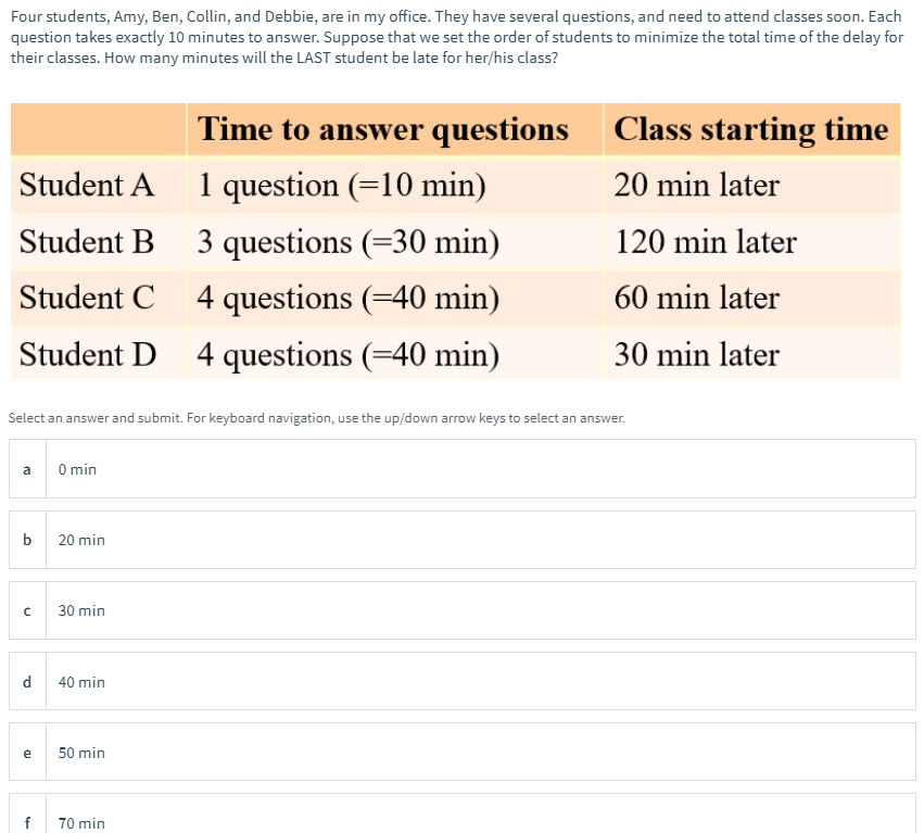 G. No answer above is correct Four students, Amy,