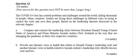 Question A3 (20 marks) (Your answer for this