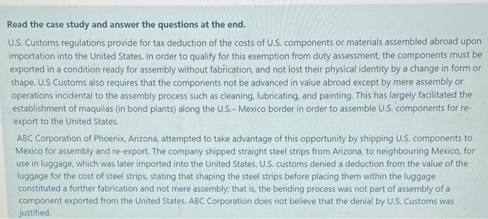Read the case study and answer the questions at