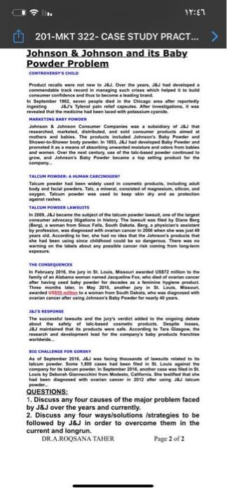 solve case study Johnson & Johnson and its Baby