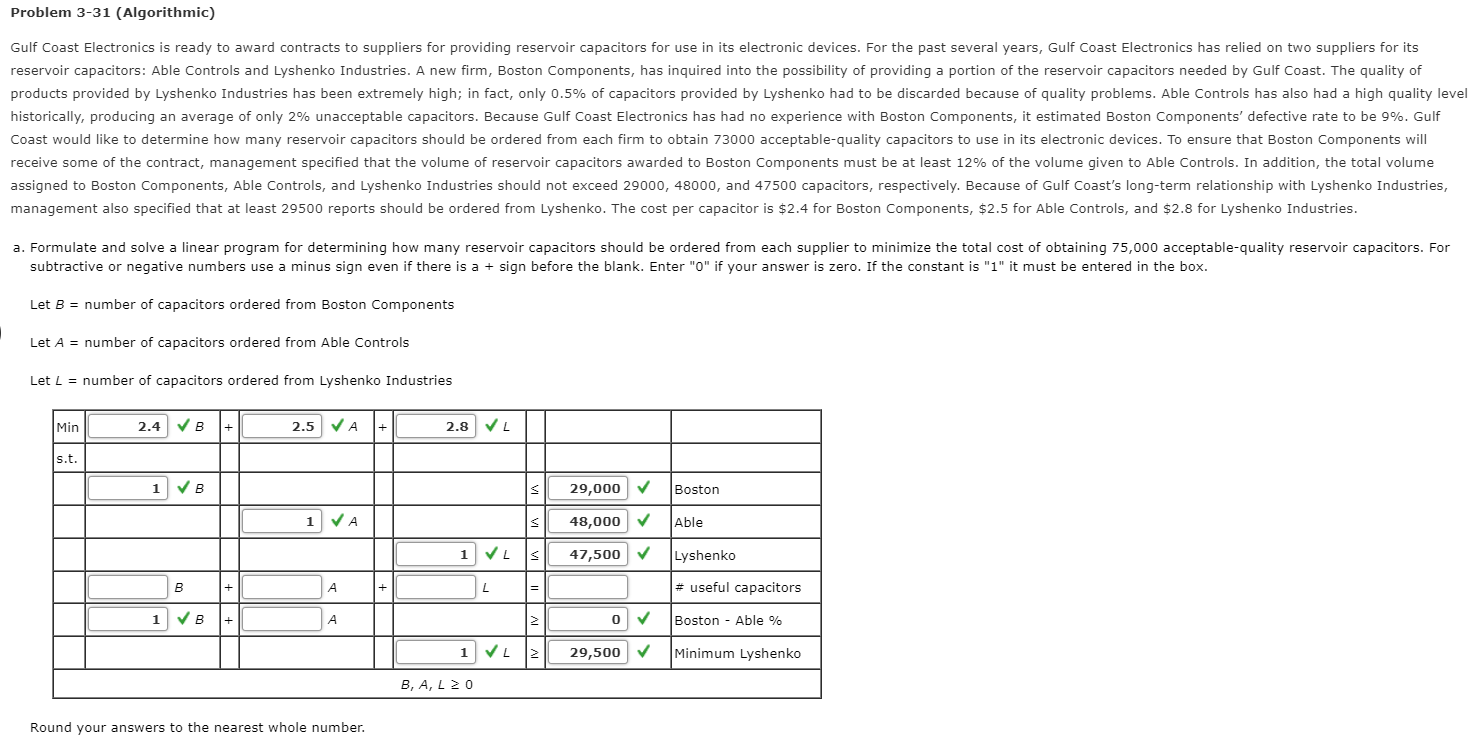 Problem 3-31 (Algorithmic) Gulf Coast Electronics