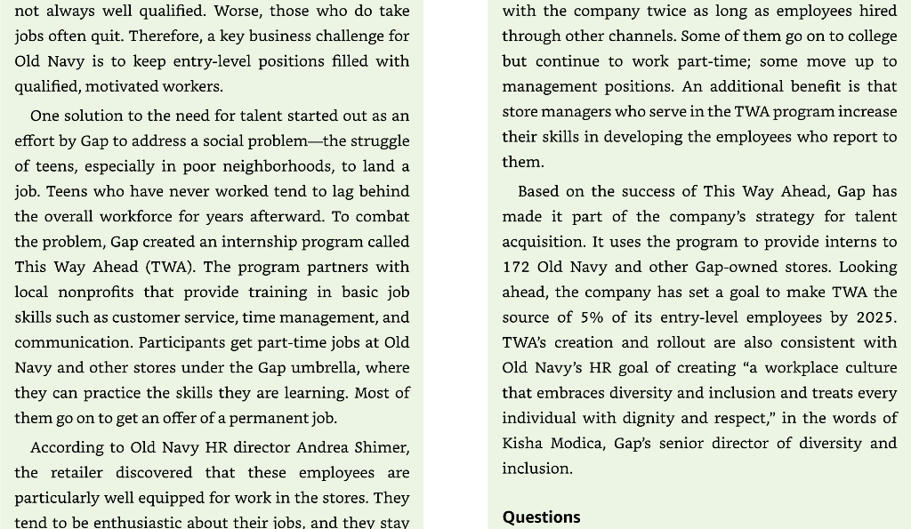 Please read and answer questions in full