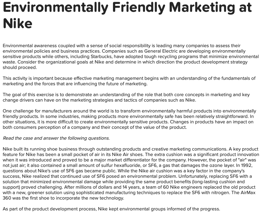 Environmentally Friendly Marketing at Nike