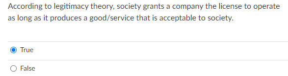 According to legitimacy theory, society grants a