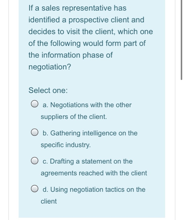 If a sales representative has identified a