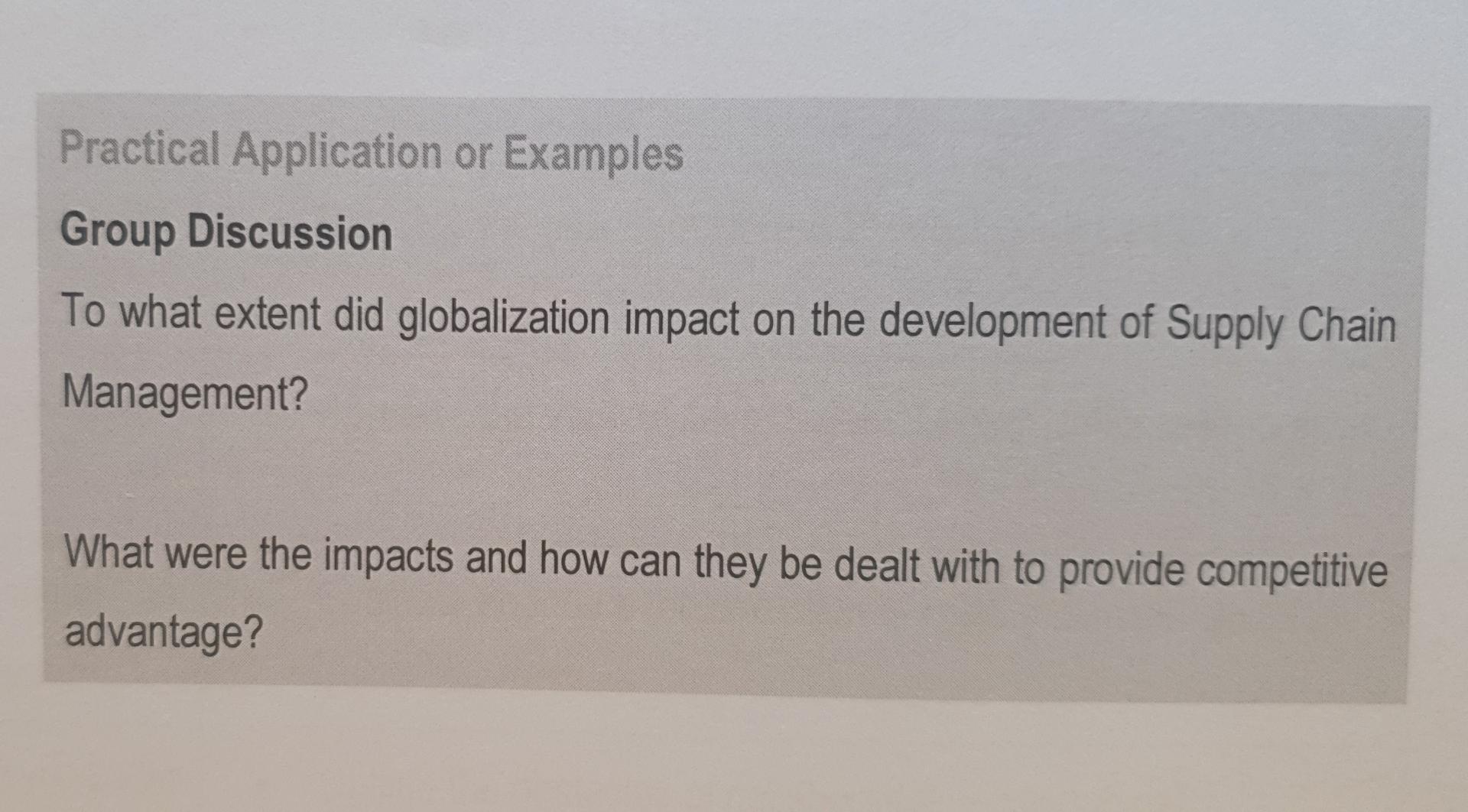 Practical Application or Examples Group