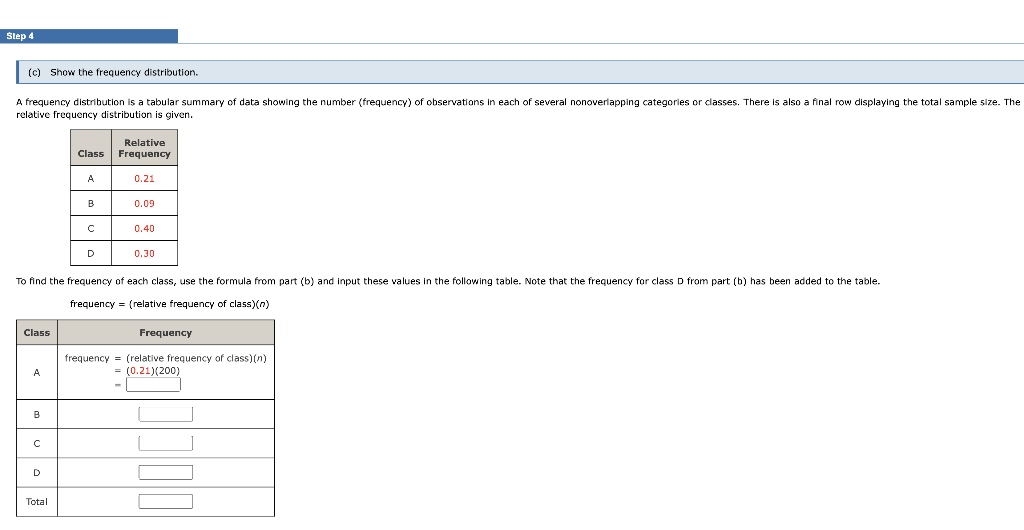 frequency =( relative frequency of class )(n)