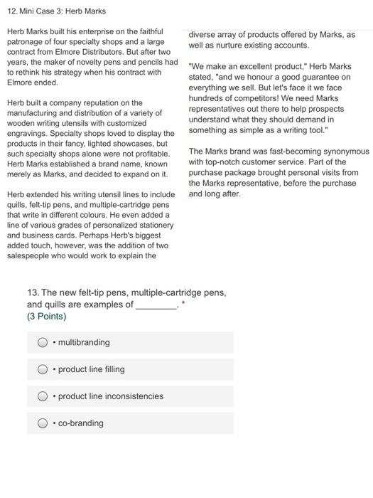 12. Mini Case 3: Herb Marks Herb Marks built his