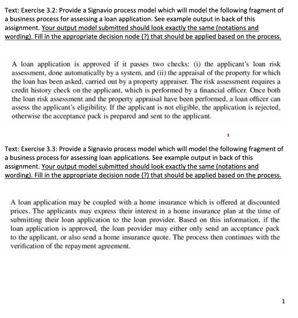 Text: Exercise 3.2: Provide a Signavio process