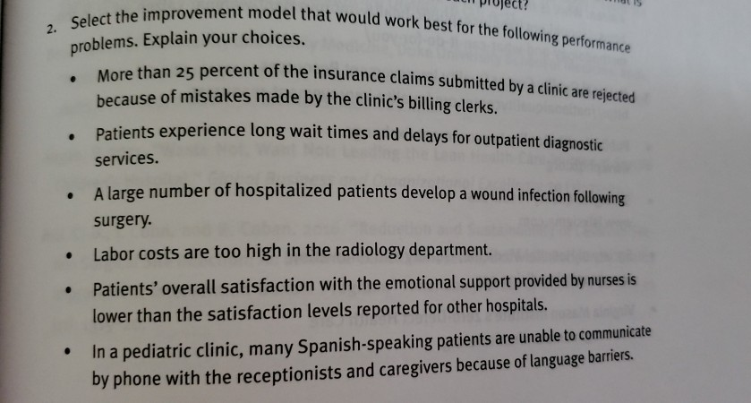 2. Select the improvement model that would work