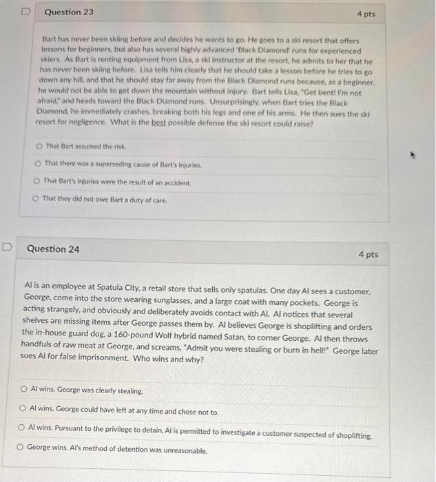 Please answer: Bart has never been skiing before