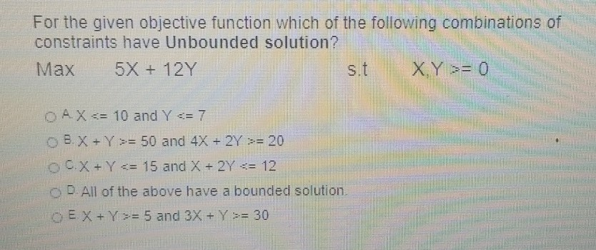 For the given objective function which of the