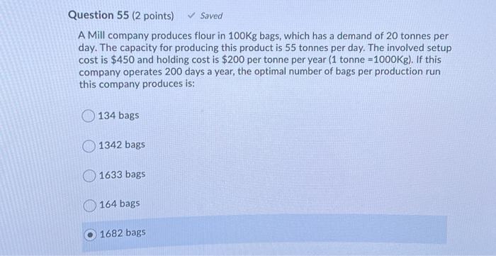 URGENT PLS ANSWER!!! Question 55 (2 points) Saved